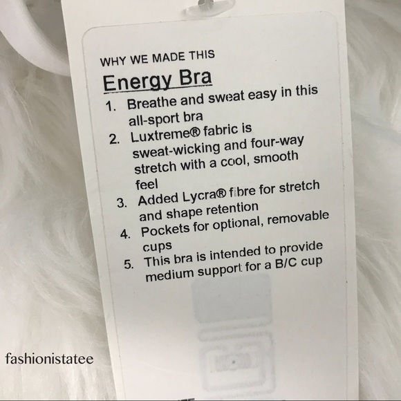 NWT white lululemon energy bra with pads size 8 - Picture 4 of 7